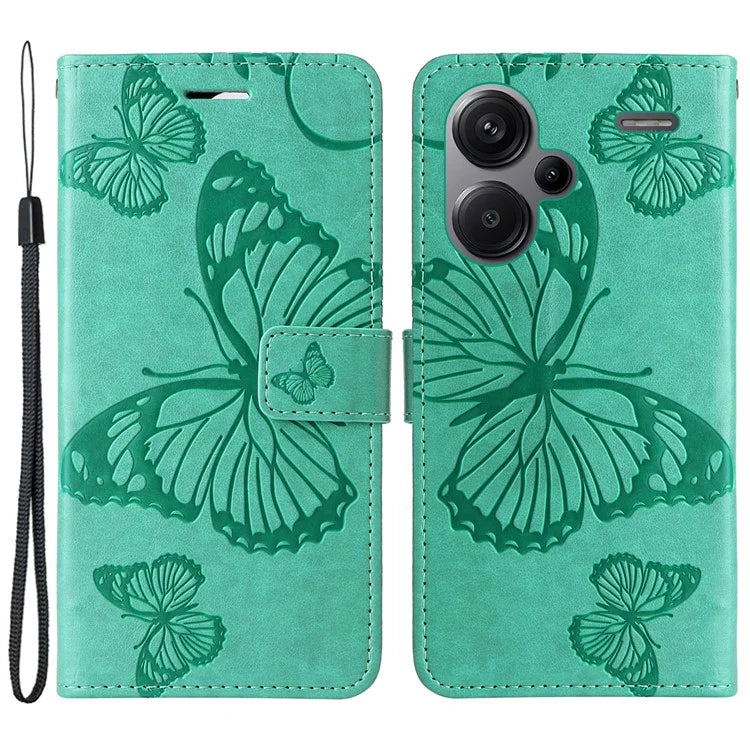KT Imprinting Flower Series-2 For Xiaomi Redmi Note 13 Pro+ Case Butterfly Imprint Wallet Stand PU Leather Smart Phone Cover