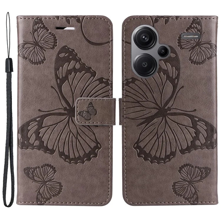 KT Imprinting Flower Series-2 For Xiaomi Redmi Note 13 Pro+ Case Butterfly Imprint Wallet Stand PU Leather Smart Phone Cover