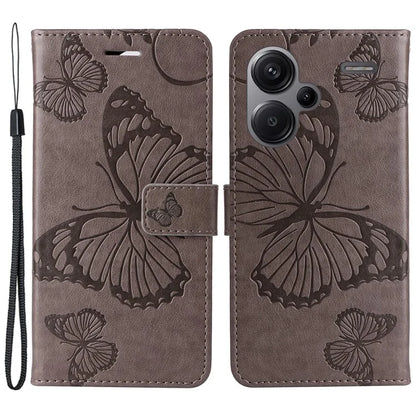 KT Imprinting Flower Series-2 For Xiaomi Redmi Note 13 Pro+ Case Butterfly Imprint Wallet Stand PU Leather Smart Phone Cover