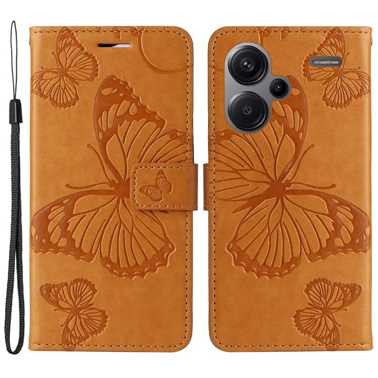 KT Imprinting Flower Series-2 For Xiaomi Redmi Note 13 Pro+ Case Butterfly Imprint Wallet Stand PU Leather Smart Phone Cover