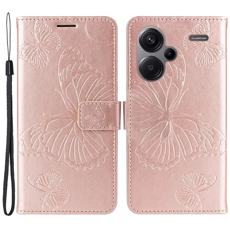KT Imprinting Flower Series-2 For Xiaomi Redmi Note 13 Pro+ Case Butterfly Imprint Wallet Stand PU Leather Smart Phone Cover