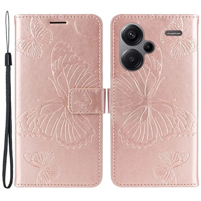 KT Imprinting Flower Series-2 For Xiaomi Redmi Note 13 Pro+ Case Butterfly Imprint Wallet Stand PU Leather Smart Phone Cover