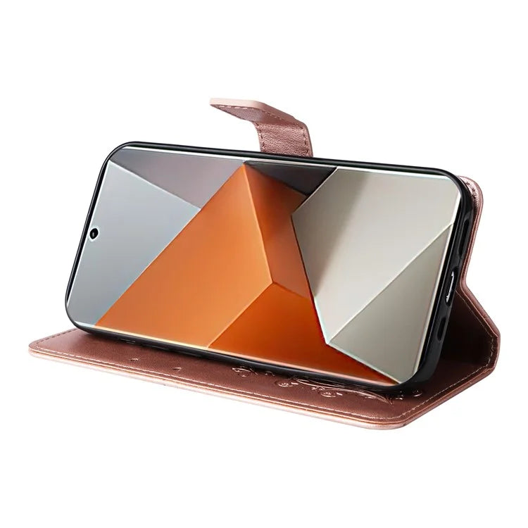 KT Imprinting Flower Series-2 For Xiaomi Redmi Note 13 Pro+ Case Butterfly Imprint Wallet Stand PU Leather Smart Phone Cover