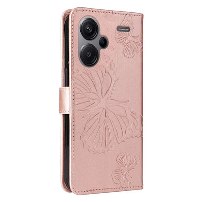 KT Imprinting Flower Series-2 For Xiaomi Redmi Note 13 Pro+ Case Butterfly Imprint Wallet Stand PU Leather Smart Phone Cover