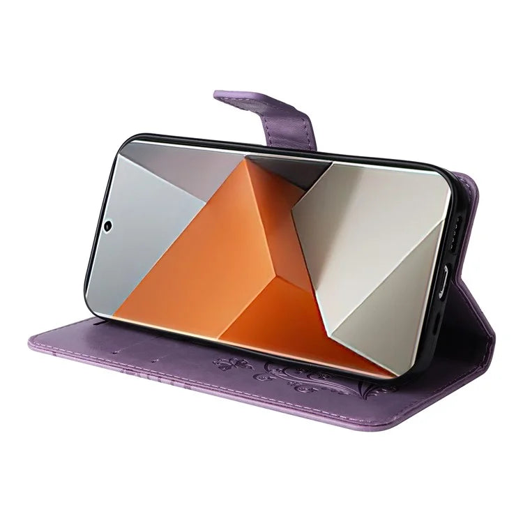 KT Imprinting Flower Series-2 For Xiaomi Redmi Note 13 Pro+ Case Butterfly Imprint Wallet Stand PU Leather Smart Phone Cover