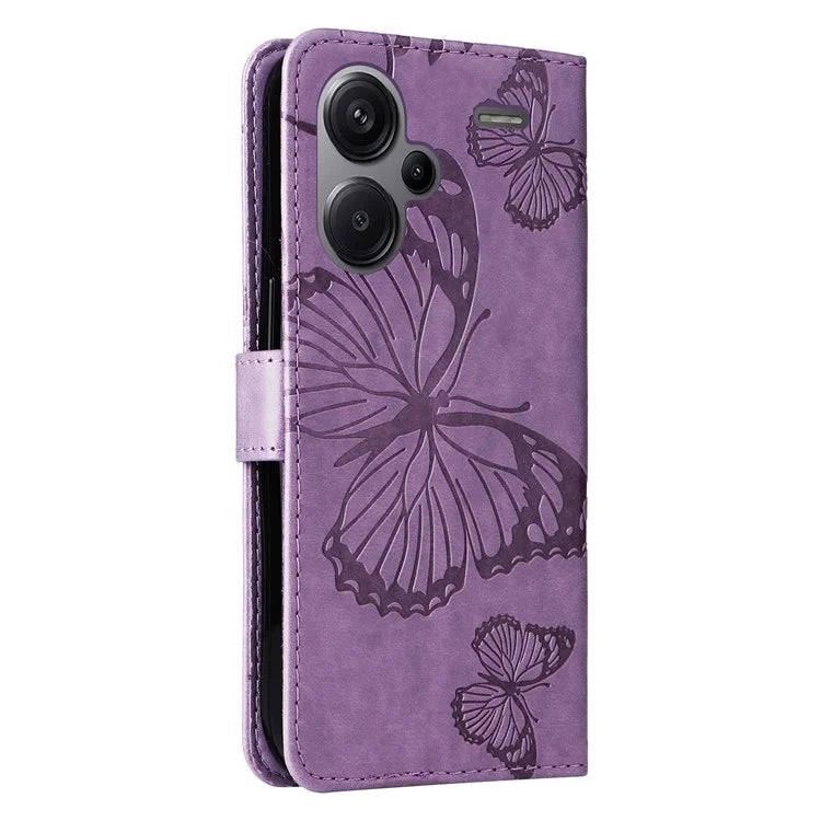 KT Imprinting Flower Series-2 For Xiaomi Redmi Note 13 Pro+ Case Butterfly Imprint Wallet Stand PU Leather Smart Phone Cover