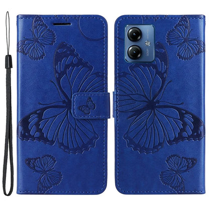 KT Imprinting Flower Series-2 For Motorola Moto G14 4G Case PU Leather Wallet Stand Butterfly Imprint Phone Cover
