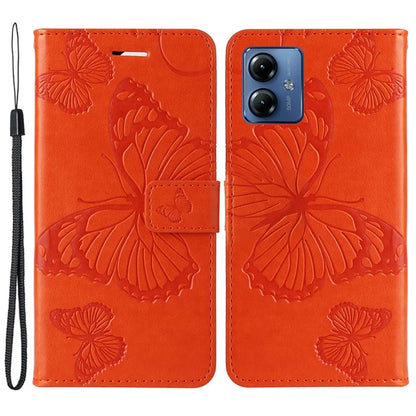 KT Imprinting Flower Series-2 For Motorola Moto G14 4G Case PU Leather Wallet Stand Butterfly Imprint Phone Cover