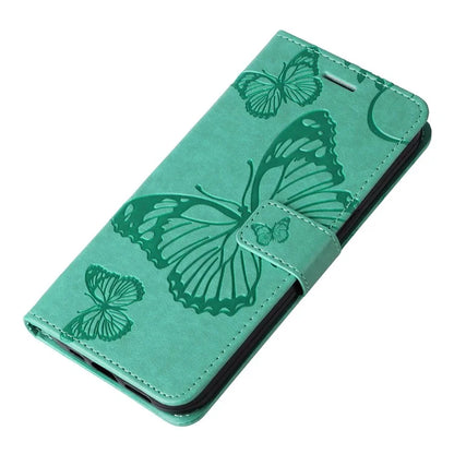 KT Imprinting Flower Series-2 For Motorola Moto G14 4G Case PU Leather Wallet Stand Butterfly Imprint Phone Cover