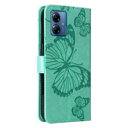 KT Imprinting Flower Series-2 For Motorola Moto G14 4G Case PU Leather Wallet Stand Butterfly Imprint Phone Cover