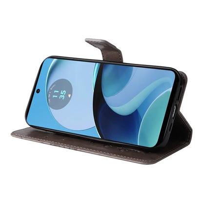 KT Imprinting Flower Series-2 For Motorola Moto G14 4G Case PU Leather Wallet Stand Butterfly Imprint Phone Cover