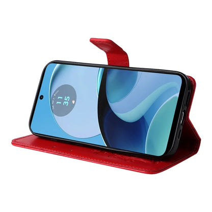 KT Imprinting Flower Series-2 For Motorola Moto G14 4G Case PU Leather Wallet Stand Butterfly Imprint Phone Cover