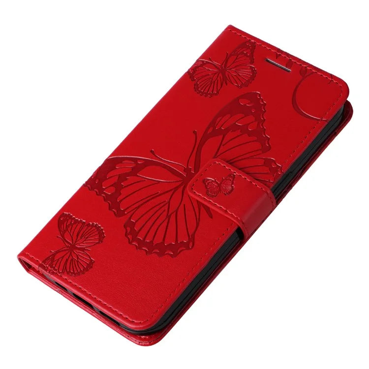 KT Imprinting Flower Series-2 For Motorola Moto G14 4G Case PU Leather Wallet Stand Butterfly Imprint Phone Cover