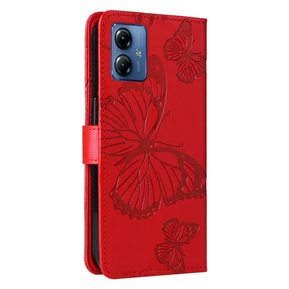 KT Imprinting Flower Series-2 For Motorola Moto G14 4G Case PU Leather Wallet Stand Butterfly Imprint Phone Cover
