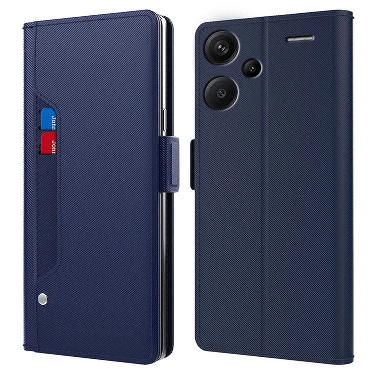 For Xiaomi Redmi Note 13 Pro+ 5G Mirror Design Stand Case PU Leather Phone Cover with Card Slot
