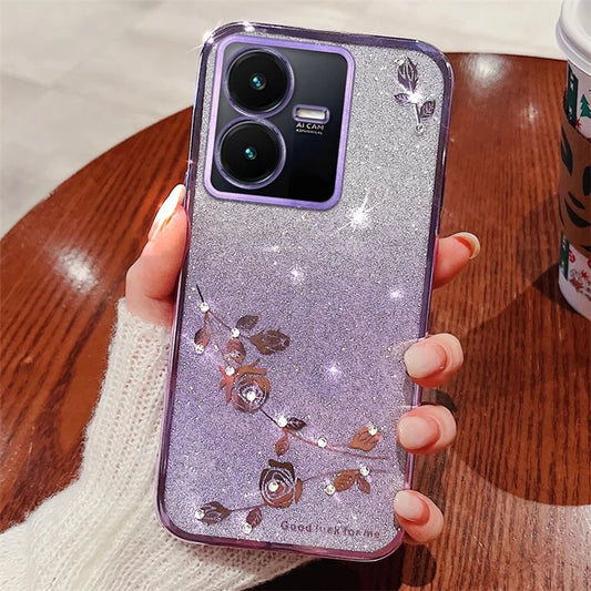 KADEM For vivo Y22 4G / Y22s 4G Case Soft TPU Flower Decor Phone Cover