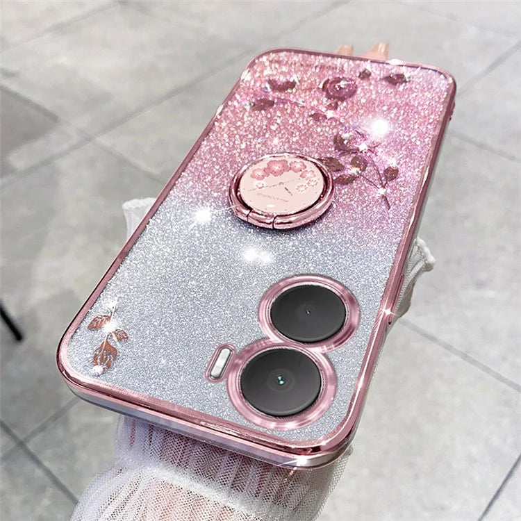 KADEM For vivo Y16 4G / Y56 5G / iQOO Z7i Case Flower Pattern Back Guard TPU Phone Cover