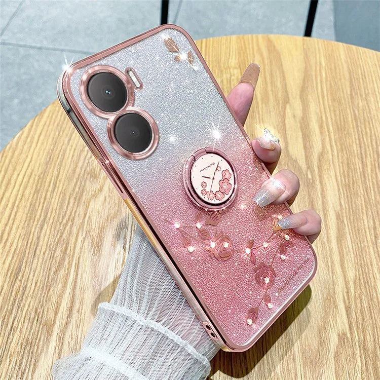 KADEM For vivo Y16 4G / Y56 5G / iQOO Z7i Case Flower Pattern Back Guard TPU Phone Cover
