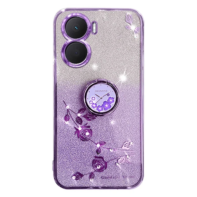 KADEM For vivo Y16 4G / Y56 5G / iQOO Z7i Case Flower Pattern Back Guard TPU Phone Cover
