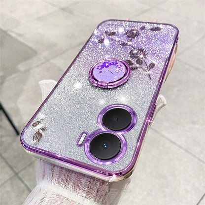 KADEM For vivo Y16 4G / Y56 5G / iQOO Z7i Case Flower Pattern Back Guard TPU Phone Cover