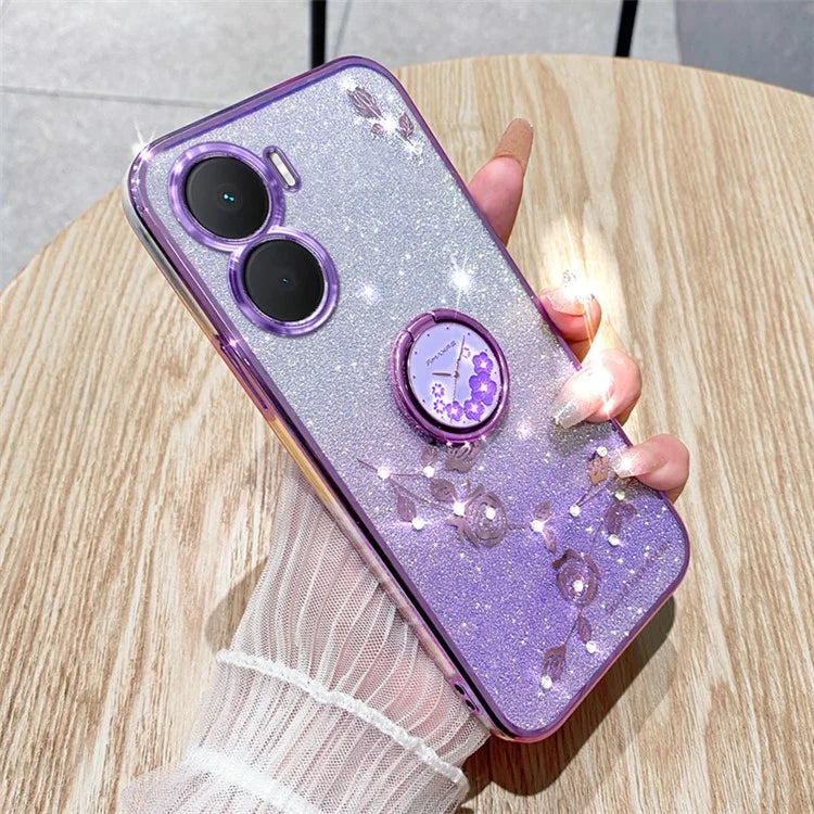 KADEM For vivo Y16 4G / Y56 5G / iQOO Z7i Case Flower Pattern Back Guard TPU Phone Cover