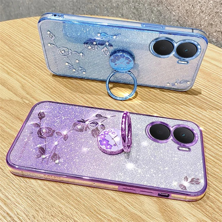 KADEM For vivo Y16 4G / Y56 5G / iQOO Z7i Case Flower Pattern Back Guard TPU Phone Cover