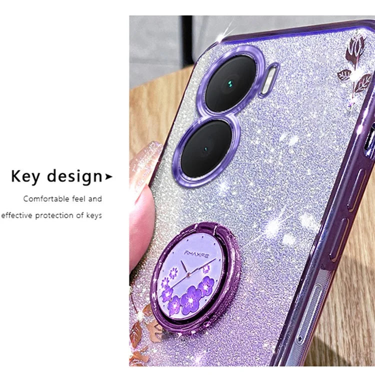 KADEM For vivo Y16 4G / Y56 5G / iQOO Z7i Case Flower Pattern Back Guard TPU Phone Cover