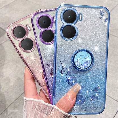 KADEM For vivo Y16 4G / Y56 5G / iQOO Z7i Case Flower Pattern Back Guard TPU Phone Cover
