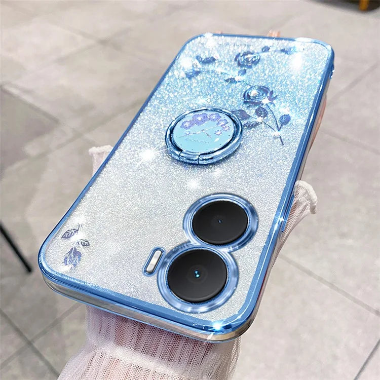 KADEM For vivo Y16 4G / Y56 5G / iQOO Z7i Case Flower Pattern Back Guard TPU Phone Cover