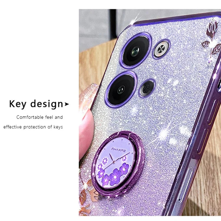 KADEM For Transsion Infinix Note 30i 4G Case Anti-Scratch TPU Phone Shell with Ring Holder Kickstand