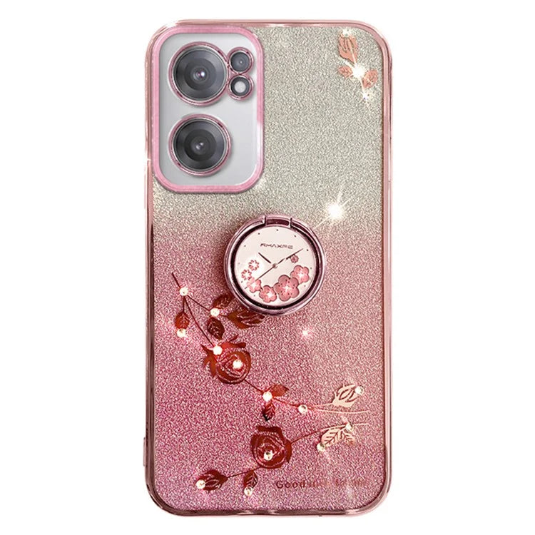 KADEM For OnePlus Nord CE 2 5G Case TPU Ring Kickstand Glitter Mobile Phone Protector