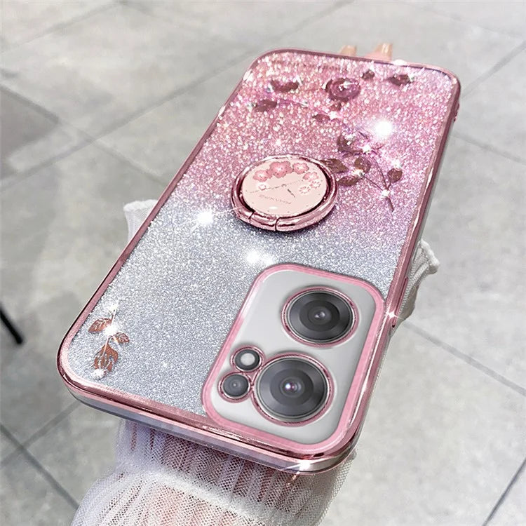 KADEM For OnePlus Nord CE 2 5G Case TPU Ring Kickstand Glitter Mobile Phone Protector