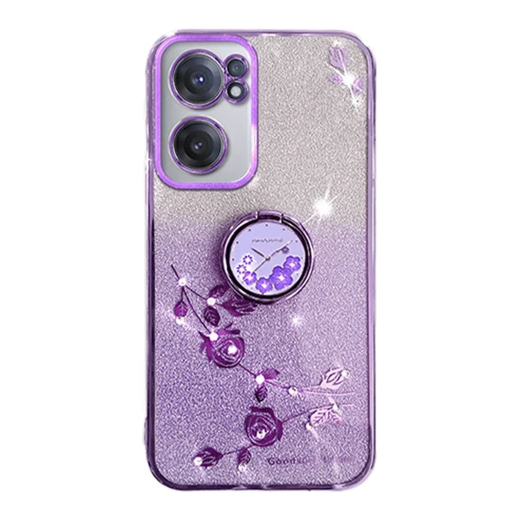 KADEM For OnePlus Nord CE 2 5G Case TPU Ring Kickstand Glitter Mobile Phone Protector