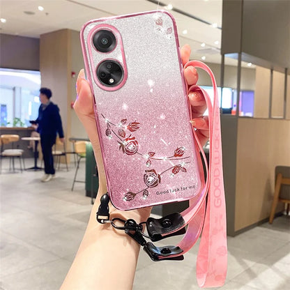 KADEM For Oppo A78 4G Case Gradient Glitter TPU Phone Back Cover with Strap