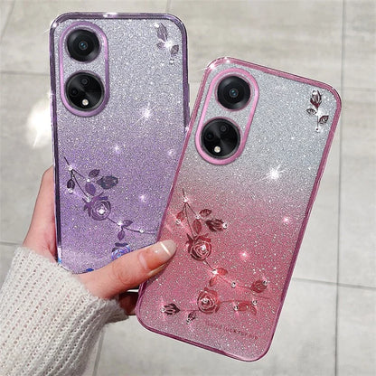 KADEM For Oppo A78 4G Case Gradient Glitter TPU Phone Back Cover with Strap