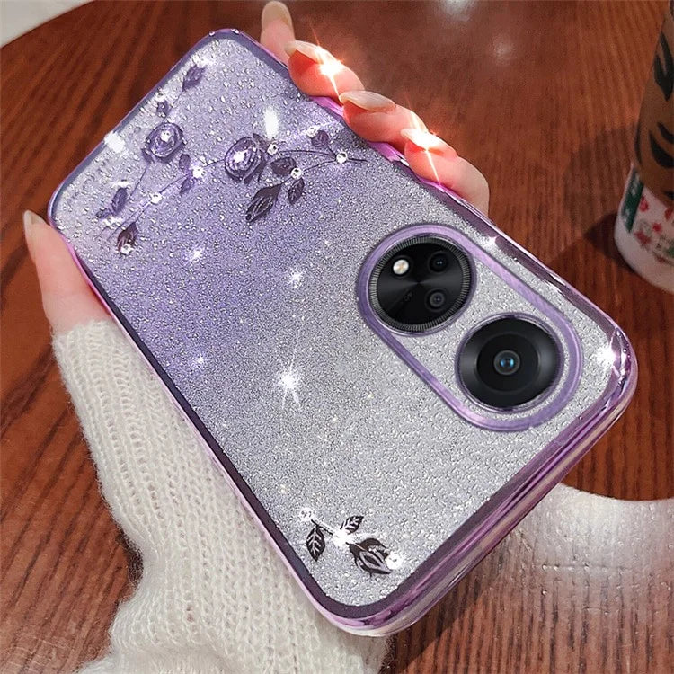 KADEM For Oppo A78 4G Case Gradient Glitter TPU Phone Back Cover with Strap