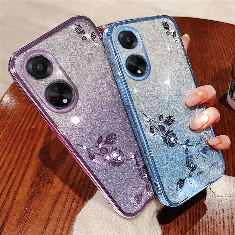 KADEM For Oppo A78 4G Case Gradient Glitter TPU Phone Back Cover with Strap