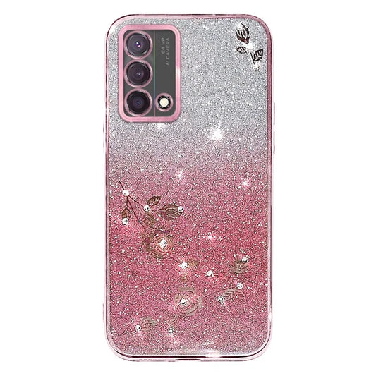 KADEM For Oppo A74 4G / F19 / F19s / A95 4G / Reno6 Lite Case Glitter Flower TPU Phone Cover