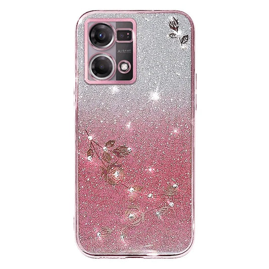 KADEM For Oppo Reno7 4G / F21 Pro 4G / F21s Pro 4G / Reno8 4G Case Glitter Flower TPU Phone Cover