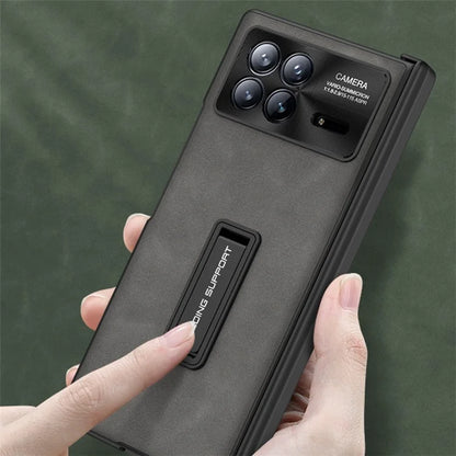 GKK For Xiaomi Mix Fold 3 5G Case Tempered Glass Film Leather+PC Matte Cover with Magnetic Hinge