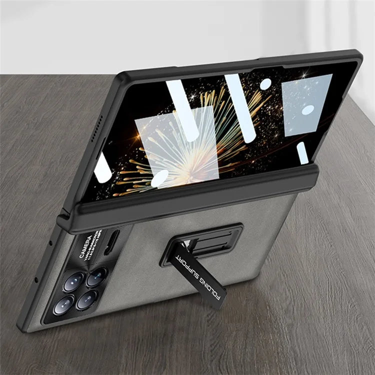 GKK For Xiaomi Mix Fold 3 5G Case Tempered Glass Film Leather+PC Matte Cover with Magnetic Hinge