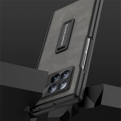 GKK For Xiaomi Mix Fold 3 5G Case Tempered Glass Film Leather+PC Matte Cover with Magnetic Hinge