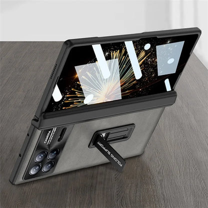 GKK For Xiaomi Mix Fold 3 5G Case Tempered Glass Film Leather+PC Matte Cover with Magnetic Hinge