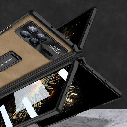 GKK For Xiaomi Mix Fold 3 5G Case Tempered Glass Film Leather+PC Matte Cover with Magnetic Hinge