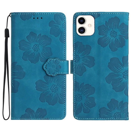 For Samsung Galaxy A05 4G Case Flowers Imprinted PU Leather Wallet Phone Cover
