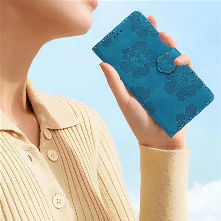 For Samsung Galaxy A05 4G Case Flowers Imprinted PU Leather Wallet Phone Cover
