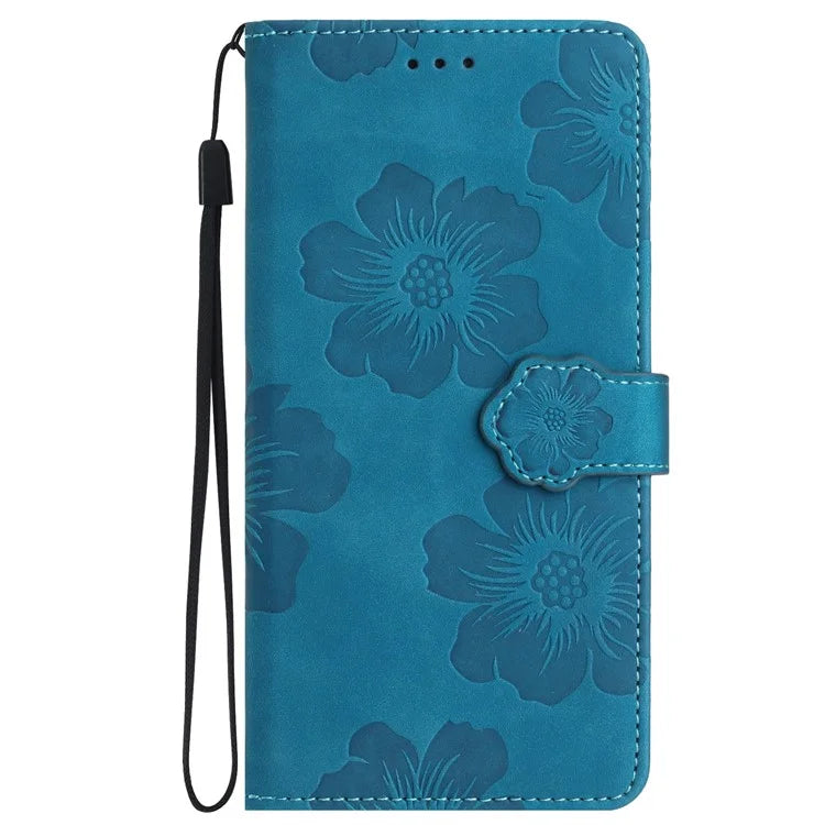 For Samsung Galaxy A05 4G Case Flowers Imprinted PU Leather Wallet Phone Cover