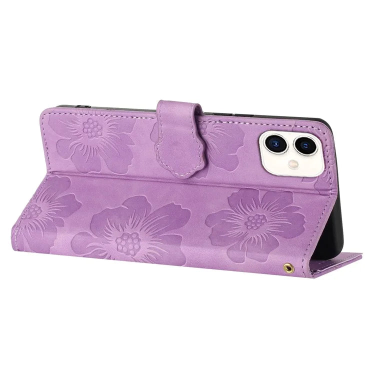 For Samsung Galaxy A05 4G Case Flowers Imprinted PU Leather Wallet Phone Cover