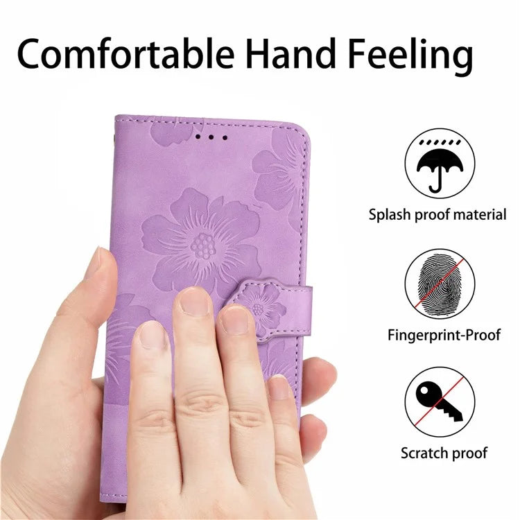 For Samsung Galaxy A05 4G Case Flowers Imprinted PU Leather Wallet Phone Cover