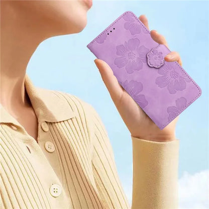 For Samsung Galaxy A05 4G Case Flowers Imprinted PU Leather Wallet Phone Cover